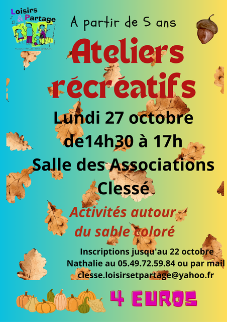 Ateliers récréatifs 27.10.2025