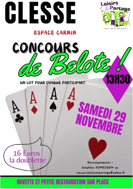 Concours de belote - Samedi 29 novembre